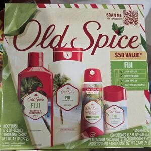 Old Spice Gift Set Fiji Body Wash Antiperspirant Deodorant Shampoo 4 Piece